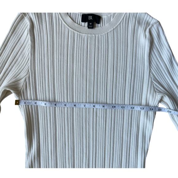 Banana Republic Ribbed Crew Neck Stretch White Long Sleeve Sweater - MED - Picture 7 of 12